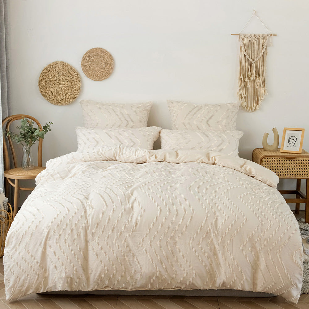 Tufted Bohemian Bedding Set with 1 Comforter,  2 Pillowcases