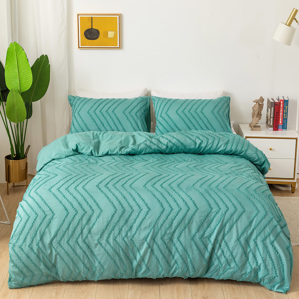 Tufted Bohemian Bedding Set with 1 Comforter,  2 Pillowcases
