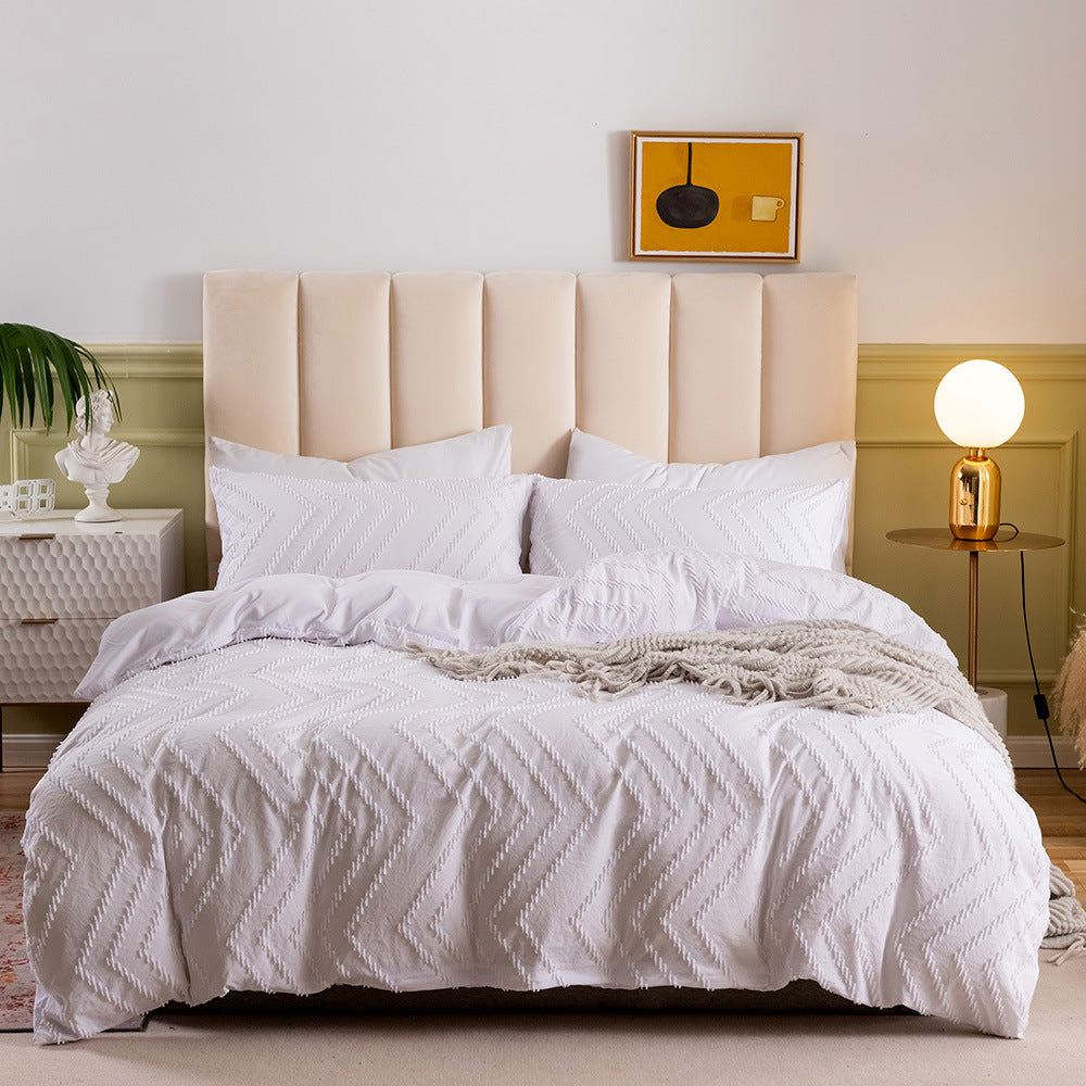 Tufted Bohemian Bedding Set with 1 Comforter,  2 Pillowcases