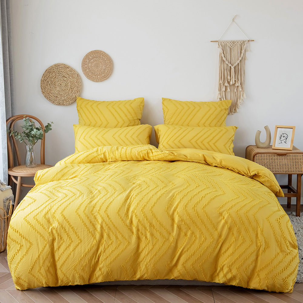 Tufted Bohemian Bedding Set with 1 Comforter,  2 Pillowcases