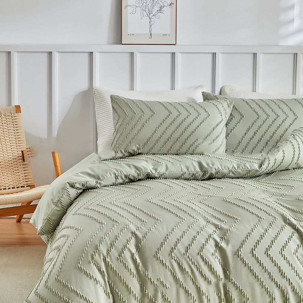 Tufted Bohemian Bedding Set with 1 Comforter,  2 Pillowcases