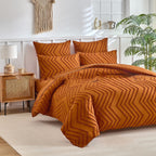 Tufted Bohemian Bedding Set with 1 Comforter,  2 Pillowcases
