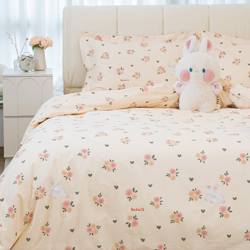 Pink Butterfly Cotton Bedding Set