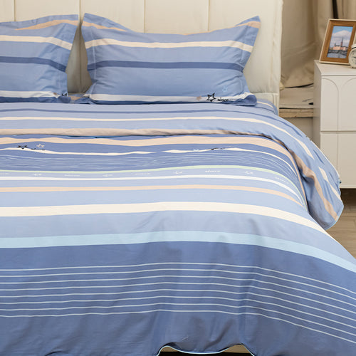 Blue Stripe 100% Cotton Bedding 4 Piece Set