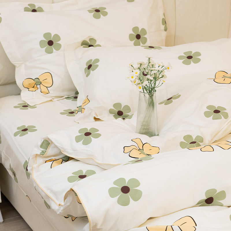 Floral Cotton Bedding Set Four Piece Suit