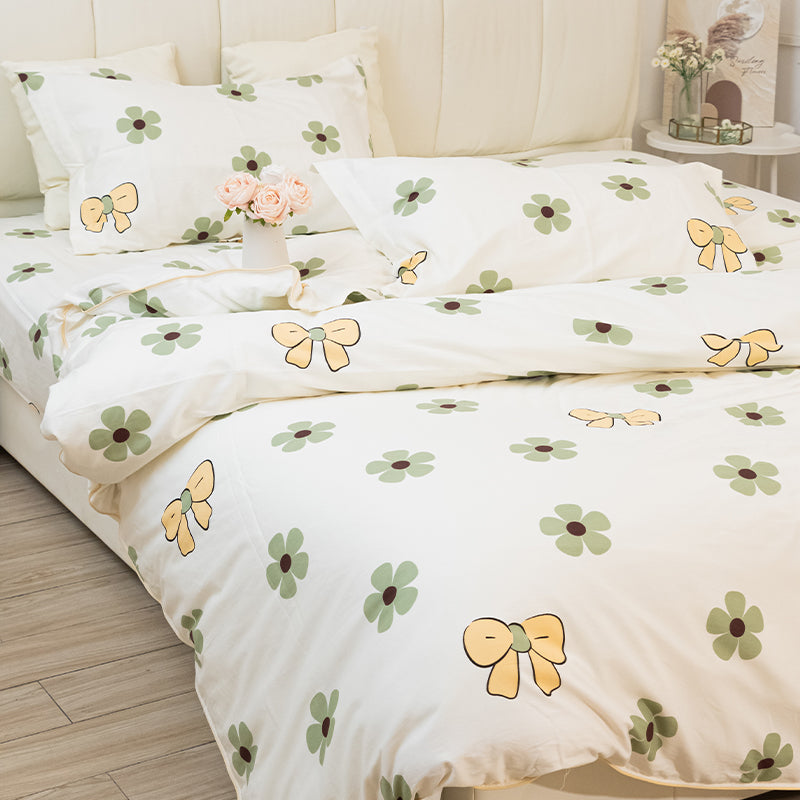 Floral Cotton Bedding Set Four Piece Suit