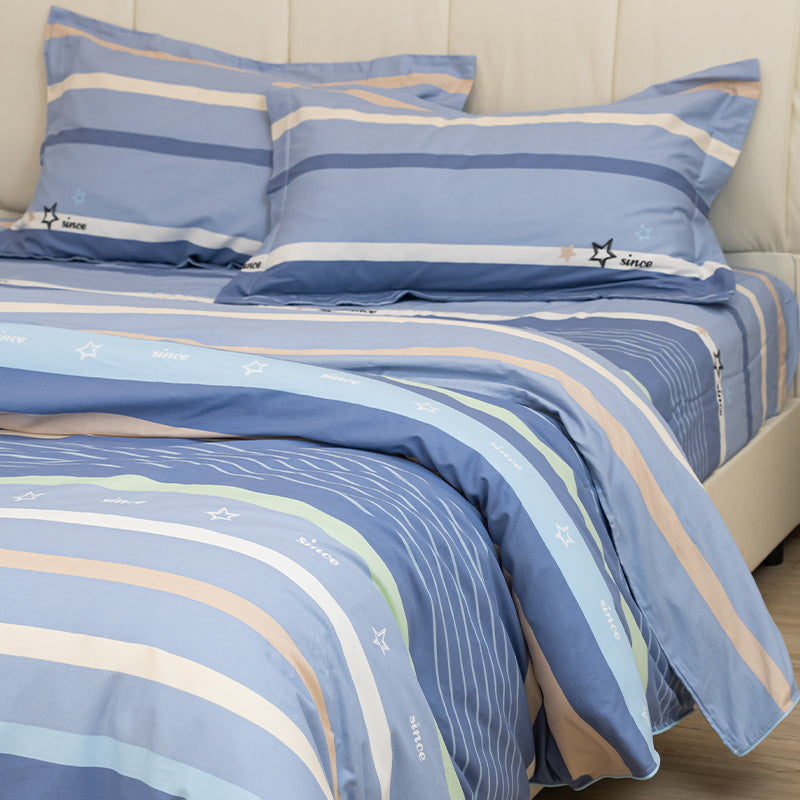 Blue Stripe 100% Cotton Bedding 4 Piece Set