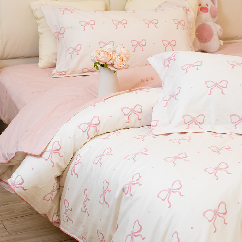 Pink Butterfly Cotton Bedding Set