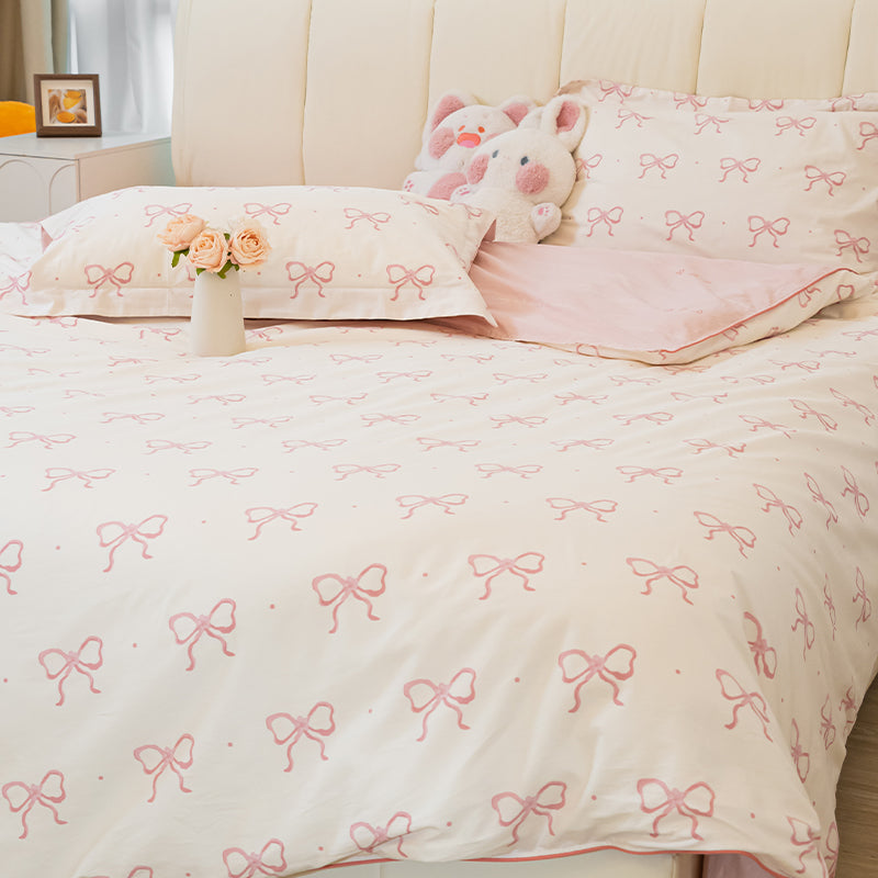 Pink Butterfly Cotton Bedding Set