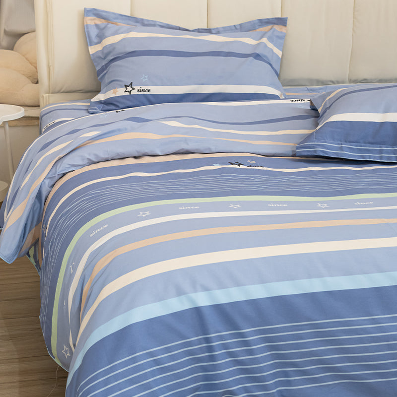 Blue Stripe 100% Cotton Bedding 4 Piece Set