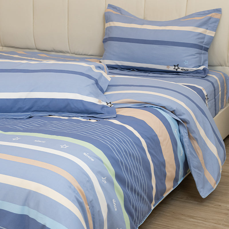 Blue Stripe 100% Cotton Bedding 4 Piece Set