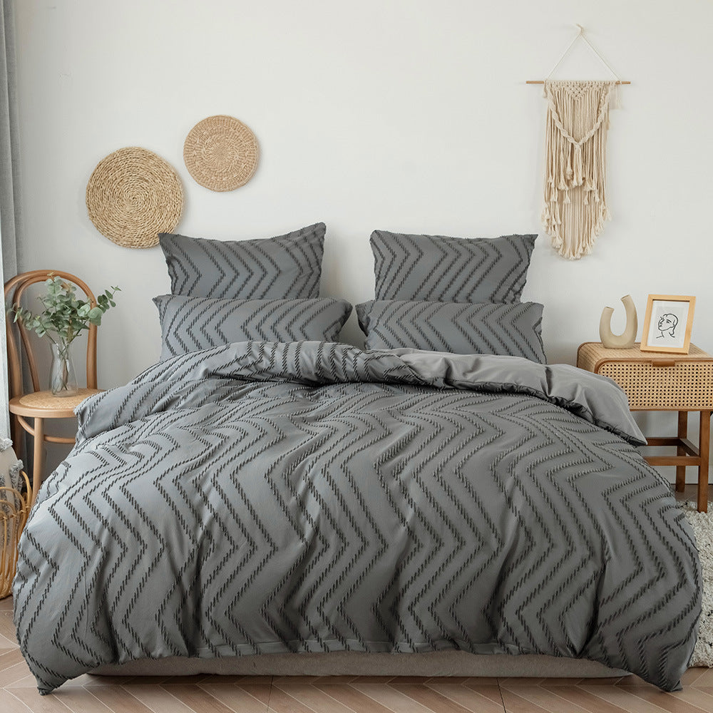 Tufted Bohemian Bedding Set with 1 Comforter,  2 Pillowcases