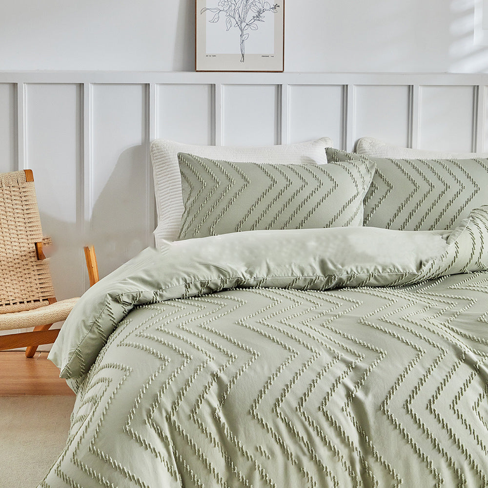 Tufted Bohemian Bedding Set with 1 Comforter,  2 Pillowcases