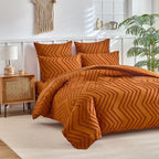 Tufted Bohemian Bedding Set with 1 Comforter,  2 Pillowcases